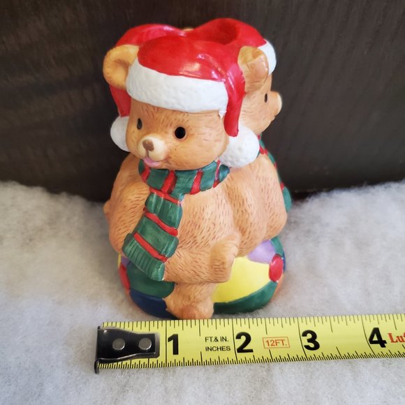 Porcelain Candle Holder - Holiday Bears - Picture 7 of 11